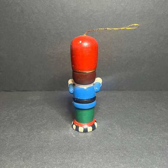 Vintage Russ Berrie #17190 Wooden Blue Green & Red Toy Soldier Ornament 3.5" - Picture 3 of 6